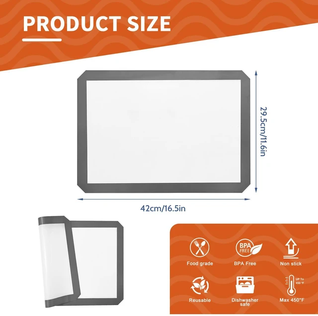 Alt view image 6 of 6 - KitchenRaku Silicone Baking Mat & Toaster Pad, 16.5"x11.6", Non-Stick, Reusable, BPA Free, Set of 2, for Cookies, Macarons, Bread & Pastry