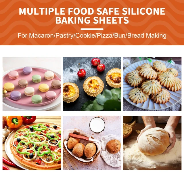 Alt view image 2 of 6 - KitchenRaku Silicone Baking Mat & Toaster Pad, 16.5"x11.6", Non-Stick, Reusable, BPA Free, Set of 2, for Cookies, Macarons, Bread & Pastry