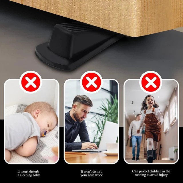 Alt view image 4 of 6 - 4 Pack Sturdy Stackable Rubber Door Stopper Wedges for Bottom of Door