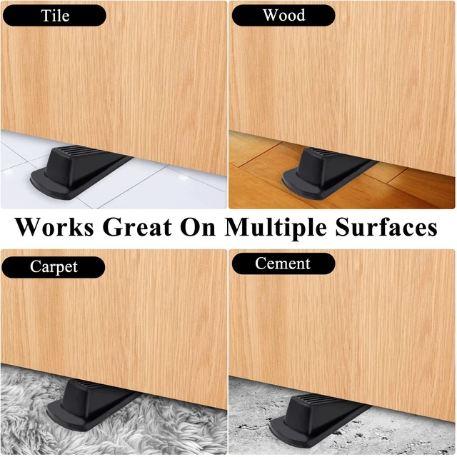 Alt view image 3 of 6 - 4 Pack Sturdy Stackable Rubber Door Stopper Wedges for Bottom of Door