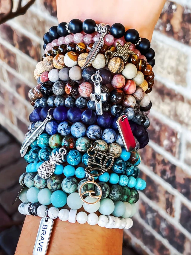 Alt view image 3 of 6 - Zenkeeper 8mm Natural Gemstone Beads Mixed Assorted Colors Loose Stone Beads