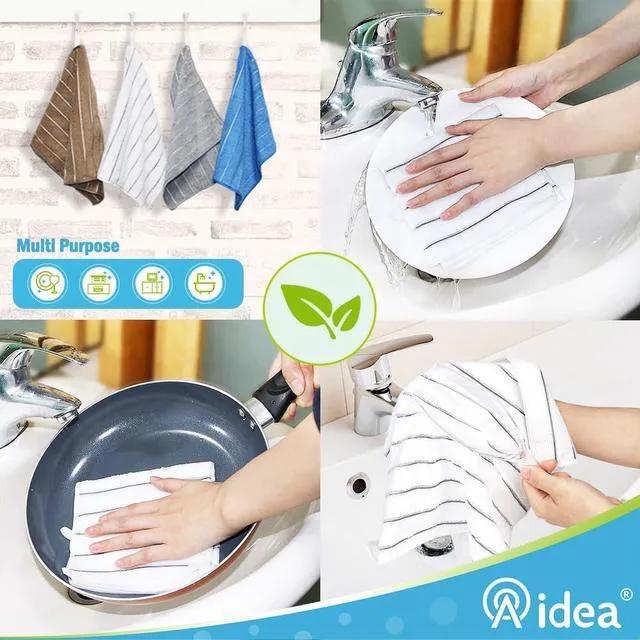 Alt view image 5 of 6 - AIDEA Kitchen Towels 8-Pack, Absorbent Dish Cloth 12"x12", Multi-Purpose Soft Cloths for Cleaning and Drying