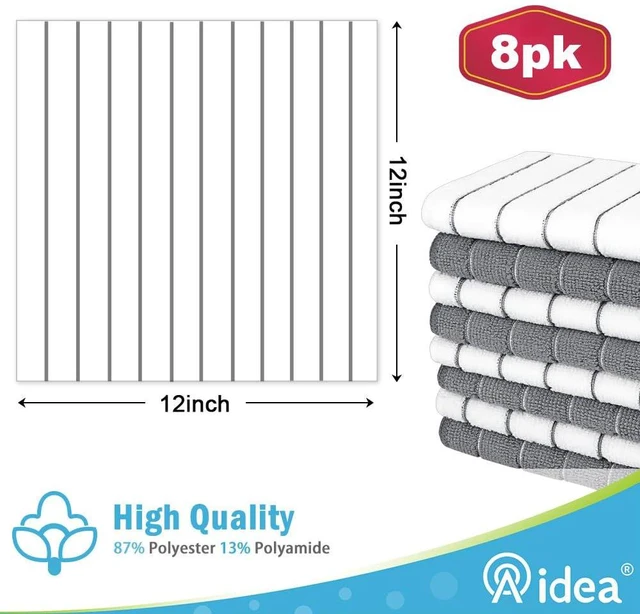 Alt view image 2 of 6 - AIDEA Kitchen Towels 8-Pack, Absorbent Dish Cloth 12"x12", Multi-Purpose Soft Cloths for Cleaning and Drying