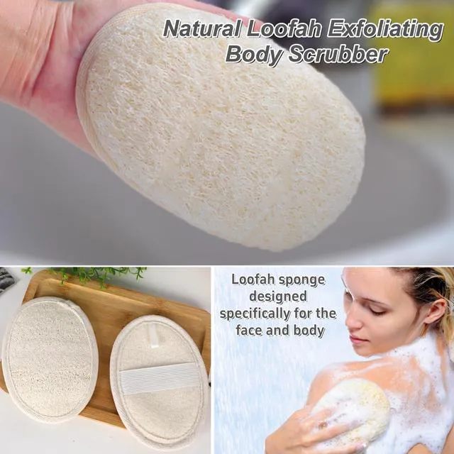 Alt view image 6 of 7 - Natural Loofah Exfoliating Body Scrubber, 2-Piece Bath Set