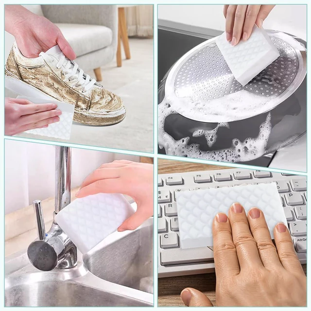 Alt view image 6 of 6 - GLIMGLINT 12-Pack Magic Sponges Cleaning Eraser, Powerful Scrubber Foam Pads