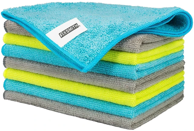 Main image of FIXSMITH Microfiber Cleaning Cloth 12x16in (Pack of 8) - Highly Absorbent, Lint-Free, Streak-Free, Multi-Purpose for Car, Kitchen, Home