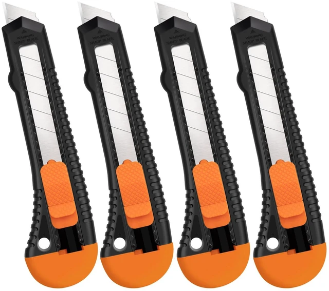 Main image of 4 Pack Retractable Box Cutter, 18mm Utility Knife, Razor Knife