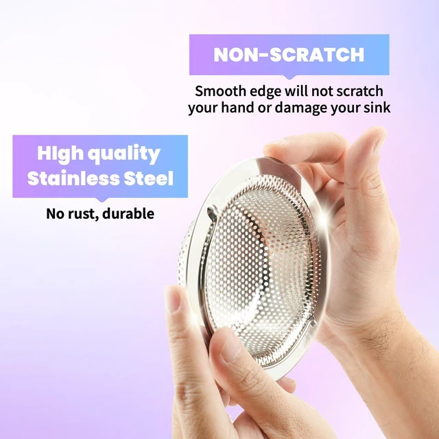Alt view image 5 of 7 - 2 Pack Stainless Steel Kitchen Sink Drain Strainer Basket with Handle, 4.5Inch Outer Diameter, Rust Free Food Catcher
