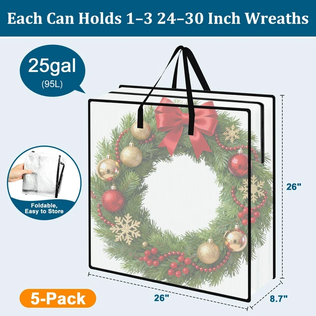 Alt view image 2 of 6 - 26-Inch Wreath Storage Bag, Clear Moving Storage Container for Wreaths