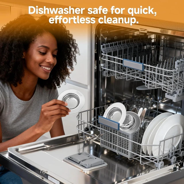 Alt view image 4 of 6 - 3-Pack Stainless Steel Kitchen Sink Strainer 2026 Deep Basket Drain Filter, Rust-Proof Food Catcher, Smooth Edge, Fits 3.5" Utility Sinks & Basins, Anti-Clog, Dishwasher
