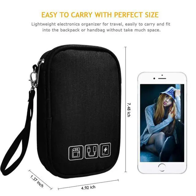 Alt view image 3 of 7 - Electronic Organizer Bag Travel Cord Case Pouch Portable Carrying Case for Charger Hard Drive Earphone USB SD Card (Black)