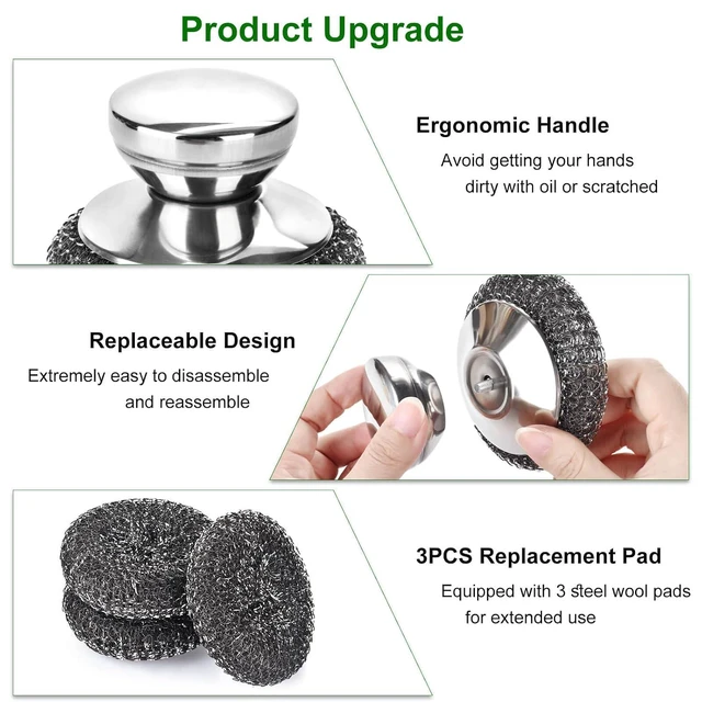 Alt view image 4 of 7 - 4PCS Stainless Steel Wool Scrubber Pads Set for Cleaning Cast Iron, Pots, Pans, Grills, Stoves, Sink, Kitchen