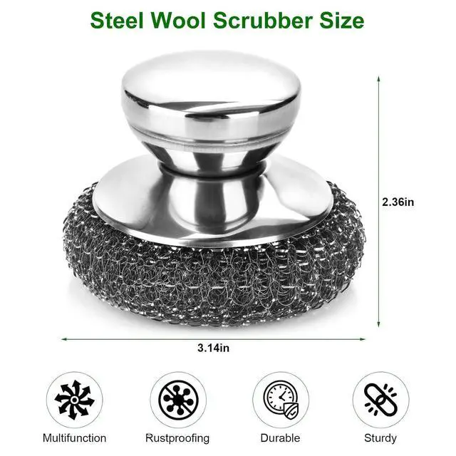 Alt view image 2 of 7 - 4PCS Stainless Steel Wool Scrubber Pads Set for Cleaning Cast Iron, Pots, Pans, Grills, Stoves, Sink, Kitchen