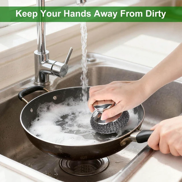 Alt view image 7 of 7 - 4PCS Stainless Steel Wool Scrubber Pads Set for Cleaning Cast Iron, Pots, Pans, Grills, Stoves, Sink, Kitchen