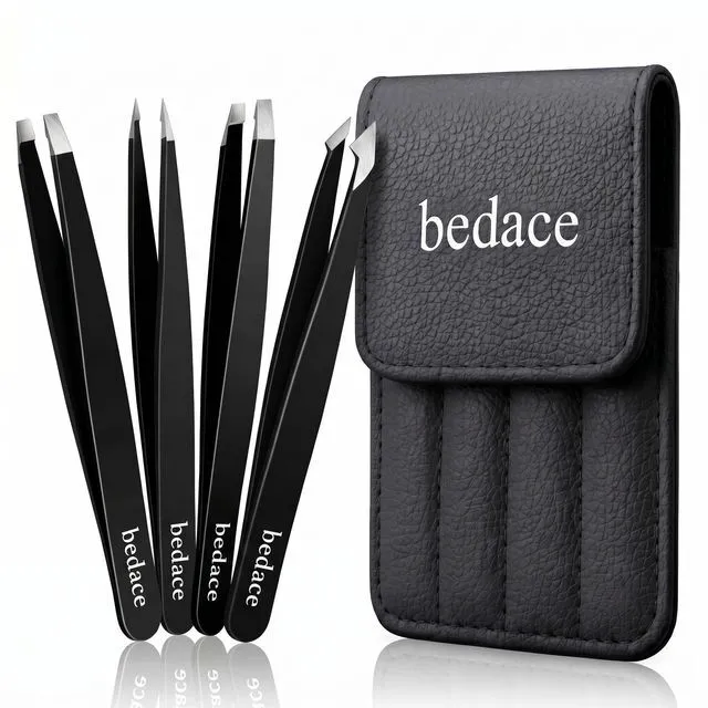 Main image of BEDACE 430 Stainless Steel High Precision Slant Point Flat Hook Tweezers for Facial Hair Eyebrows Ingrown Hair