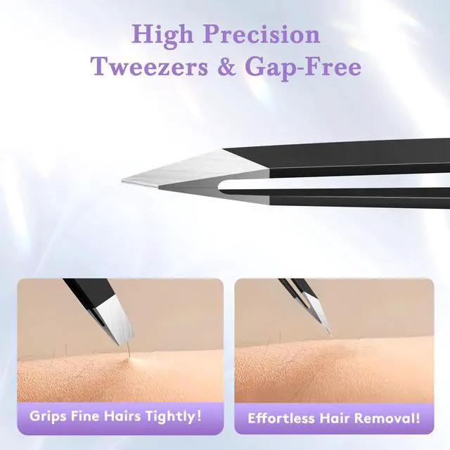 Alt view image 4 of 7 - BEDACE 430 Stainless Steel High Precision Slant Point Flat Hook Tweezers for Facial Hair Eyebrows Ingrown Hair