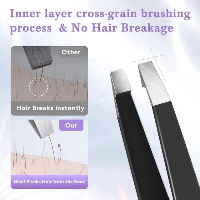 Alt view image 2 of 7 - BEDACE 430 Stainless Steel High Precision Slant Point Flat Hook Tweezers for Facial Hair Eyebrows Ingrown Hair