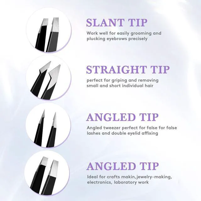 Alt view image 3 of 7 - BEDACE 430 Stainless Steel High Precision Slant Point Flat Hook Tweezers for Facial Hair Eyebrows Ingrown Hair