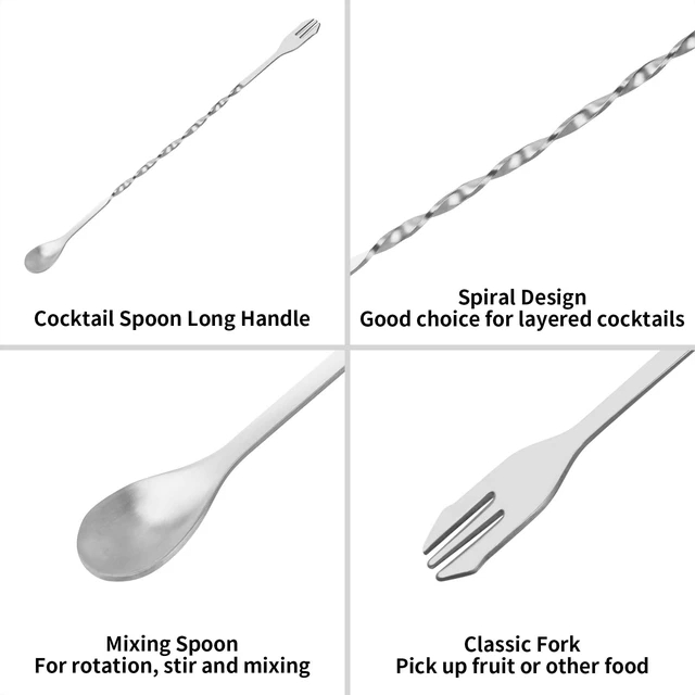 Alt view image 6 of 7 - Tifanso 2PCS 10" Stainless Steel Cocktail Muddler & Mixing Spoon for Bar