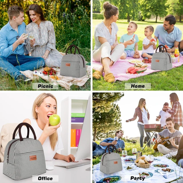 Alt view image 3 of 6 - BALORAY Lunch Bag, Black White Stripes, M