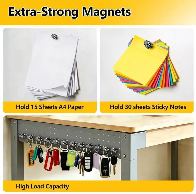 Alt view image 3 of 6 - 16 Pcs Refrigerator Magnets, Whiteboard Magnets, Magnetic Push Pins for Locker, Kitchen, and Office Accessories