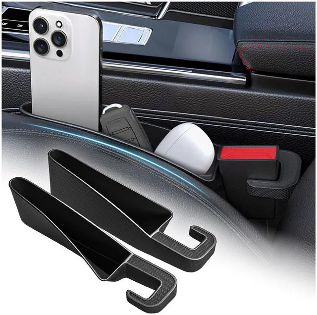 Main image of 2PCS Short Car Seat Gap Filler Organizer with Seat Belt Holes, Anti-Dropout Universal Storage Slot Plug for Cars