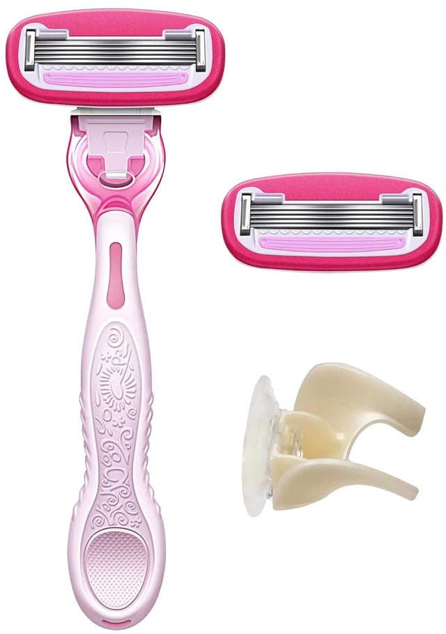 Alt view image 2 of 7 - Amazon Basics Women's 5-Blade Razor, Smooth, Close Shave, Fits Amazon Basics Handle and Venus Handles, Includes 1 Handle, 2 Cartridges, 1 Shower Hanger