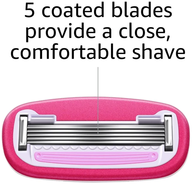 Alt view image 3 of 7 - Amazon Basics Women's 5-Blade Razor, Smooth, Close Shave, Fits Amazon Basics Handle and Venus Handles, Includes 1 Handle, 2 Cartridges, 1 Shower Hanger