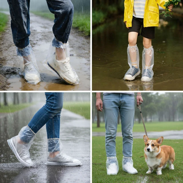 Alt view image 6 of 7 - 20Pcs (10 Pairs) Thickened Waterproof Clear Shoe Covers for Rain, One Size Fits Most
