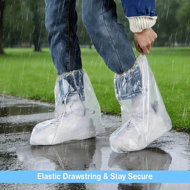 Alt view image 7 of 7 - 20Pcs (10 Pairs) Thickened Waterproof Clear Shoe Covers for Rain, One Size Fits Most
