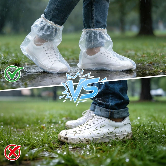 Alt view image 5 of 7 - 20Pcs (10 Pairs) Thickened Waterproof Clear Shoe Covers for Rain, One Size Fits Most