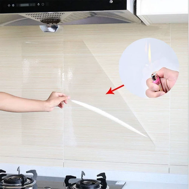 Alt view image 2 of 6 - Transparent Oil Proof Kitchen Backsplash Wall Protector Sticker