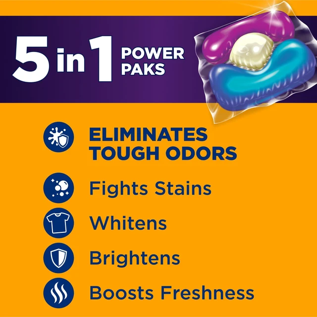 Alt view image 3 of 5 - ARM & HAMMER Plus OxiClean Odor Blasters 5-in-1 Laundry Detergent Power Paks Fresh Burst 42 Ct