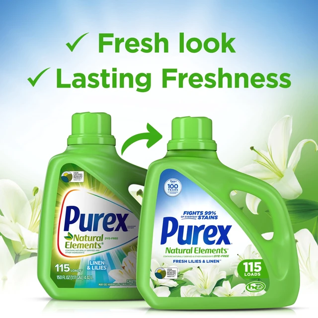 Alt view image 4 of 5 - Purex Natural Elements Liquid Detergent, Fresh Lilies & Linen, 150fl oz, 115loads