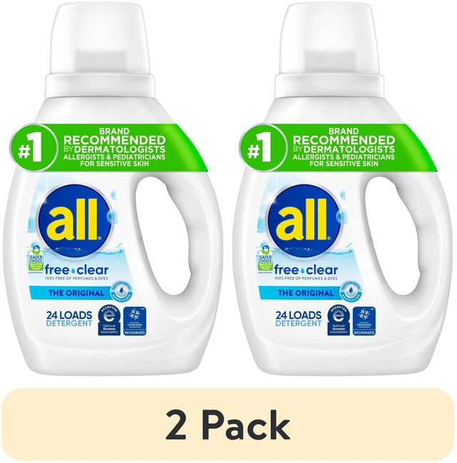 Main image of All Free Clear Liquid Laundry Detergent, 2-Pack, 30 oz, 24 Loads