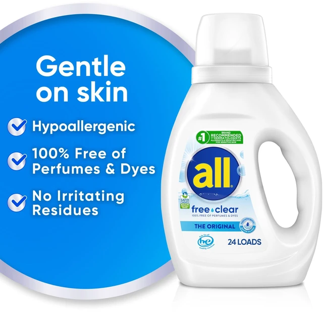 Alt view image 3 of 5 - All Free Clear Liquid Laundry Detergent, 2-Pack, 30 oz, 24 Loads