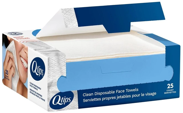 Main image of Q-tips 100% Cotton Disposable Face Towels, 25 Count