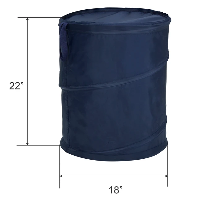 Alt view image 6 of 6 - Mainstays Pop-Up Laundry Hamper with Zipper Lid, 2-Load Capacity, Blue