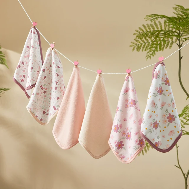 Alt view image 5 of 6 - Parent's Choice Floral Washcloths 9 in x 9 in 6 Pack