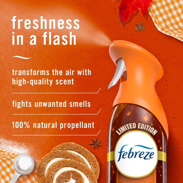 Alt view image 4 of 6 - Febreze Odor-Fighting Air Freshener Spray, Pumpkin Roll, 8.1oz, 2ct