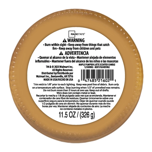 Alt view image 4 of 5 - Mainstays 3-Wick Glass Jar Candle Maple Pumpkin Latte 11.5 oz