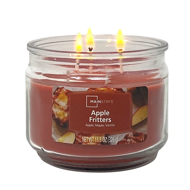Alt view image 5 of 6 - Mainstays Apple Fritter 3-Wick Glass Jar Candle 11.5oz