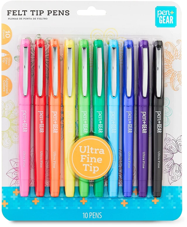 Alt view image 6 of 6 - Pen+Gear Ultra Fine Point Felt Tip Pens, Assorted Ink Colors, 10 Count