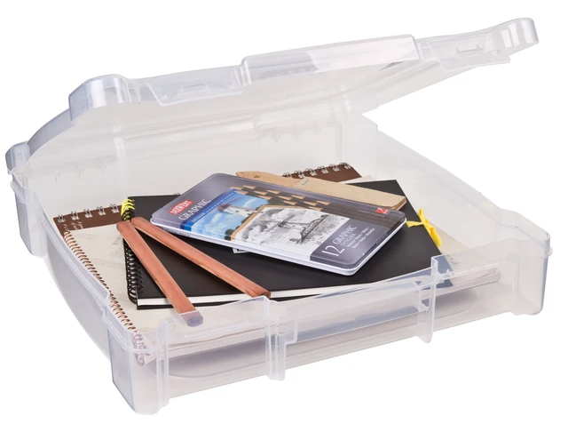 Alt view image 2 of 6 - Flambeau Essentials 26912AE Scrapbook Box, Craft and Hobby Storage Box, Clear, 12-inch, Plastic