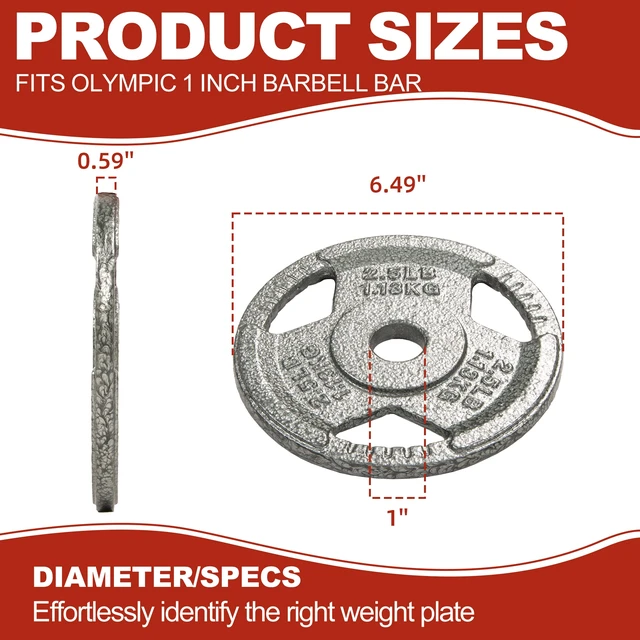 Alt view image 5 of 7 - Signature Fitness 1-Inch Cast Iron Weight Plates, Standard Barbell Plates