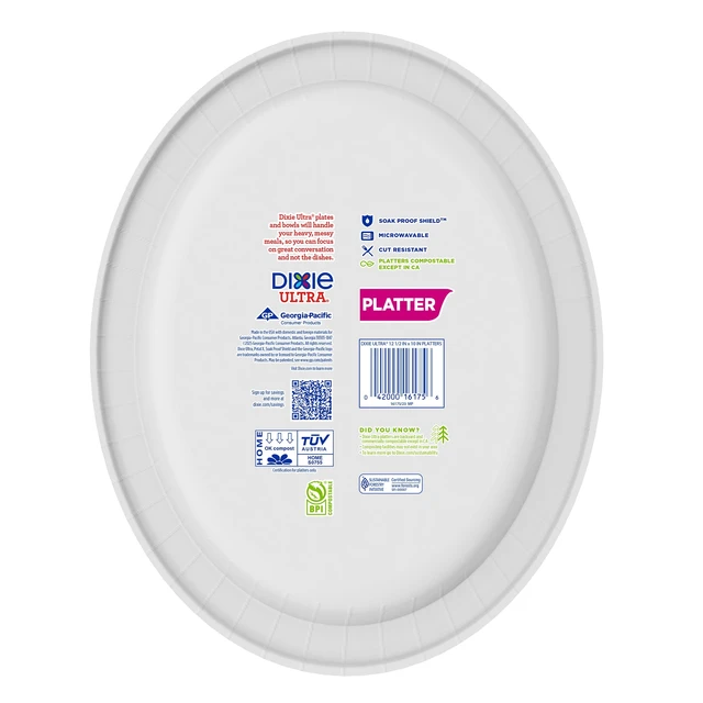 Alt view image 4 of 6 - Dixie Ultra Platter Disposable Paper Plates, 12.5"x10", Multi-Color, 25 Count