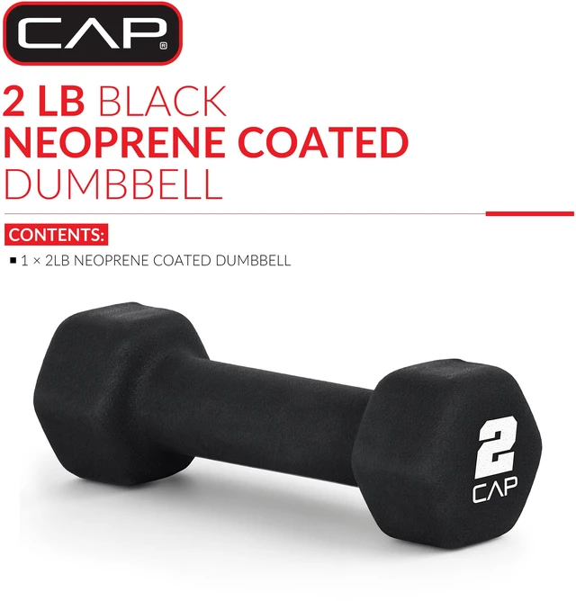 Alt view image 2 of 7 - CAP 2lb Neoprene Dumbbell, Black, Single