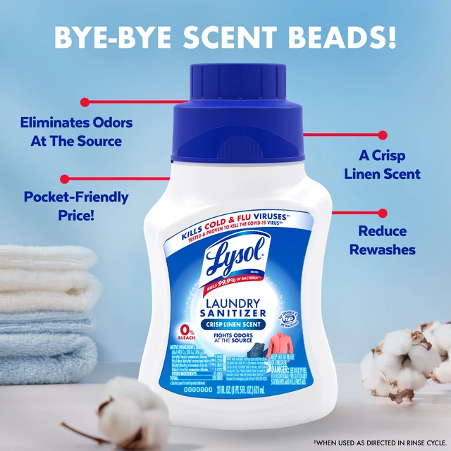 Alt view image 6 of 6 - Lysol Laundry Sanitizer Additive, Crisp Linen, 21 fl oz