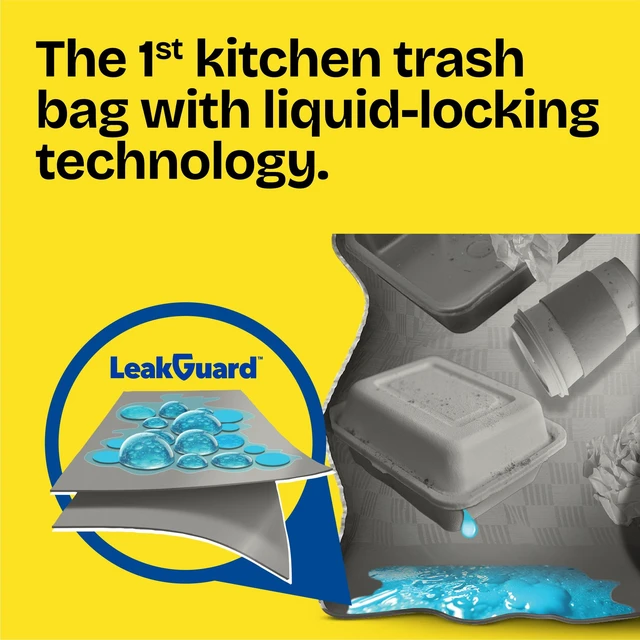 Alt view image 2 of 5 - Glad ForceFlex MaxStrength LeakGuard 13-Gallon Tall Kitchen Trash Bags, Sunshine Lemon Scent, 20 Bags