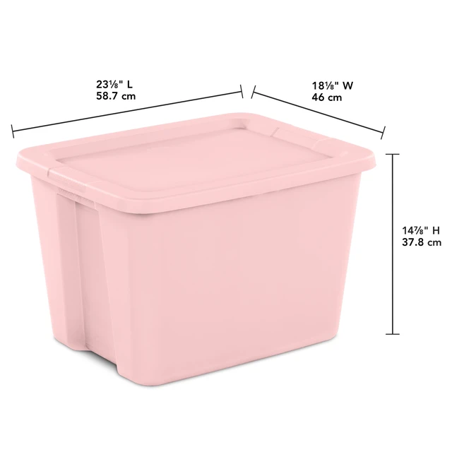 Alt view image 4 of 6 - Sterilite 18 Gallon Large Storage Bin Plastic Storage Container with Snap-On Lid Pink